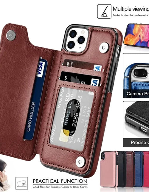 Load image into Gallery viewer, Leather Wallet Back Case for iPhone
