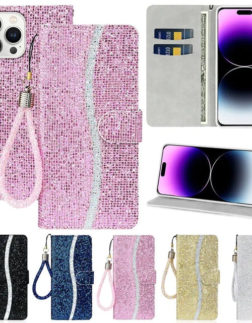 Load image into Gallery viewer, Glitter Anti-fall Wallet Case For iPhones
